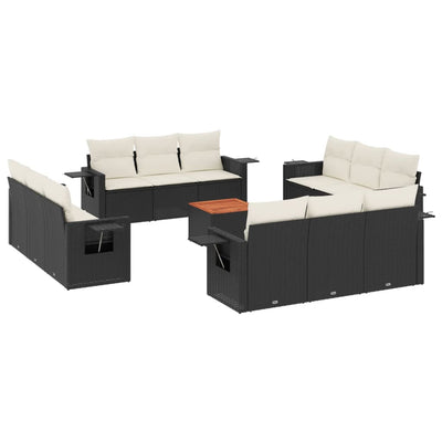 13 Piece Garden Sofa Set with Cushions Black Poly Rattan Payday Deals