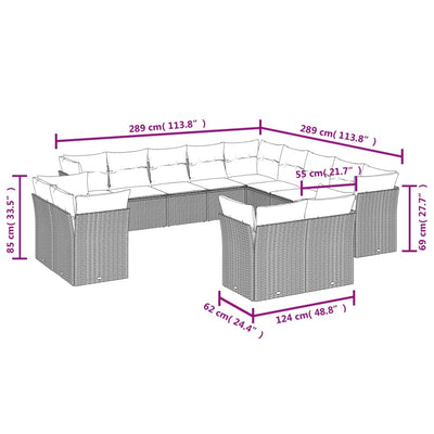 13 Piece Garden Sofa Set with Cushions Black Poly Rattan Payday Deals