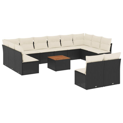 13 Piece Garden Sofa Set with Cushions Black Poly Rattan Payday Deals