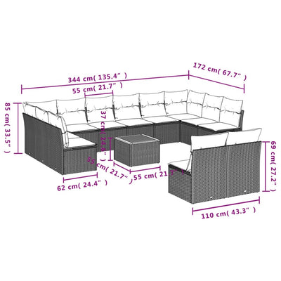 13 Piece Garden Sofa Set with Cushions Black Poly Rattan Payday Deals