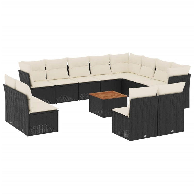 13 Piece Garden Sofa Set with Cushions Black Poly Rattan Payday Deals