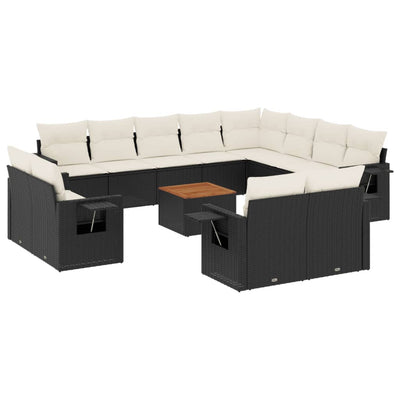 13 Piece Garden Sofa Set with Cushions Black Poly Rattan Payday Deals