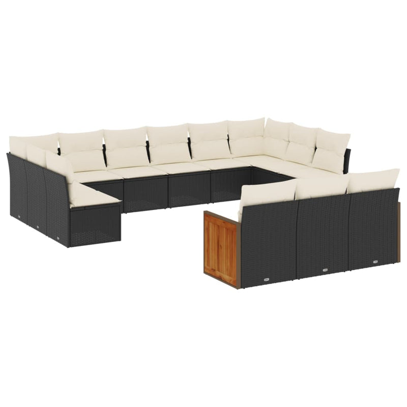 13 Piece Garden Sofa Set with Cushions Black Poly Rattan Payday Deals