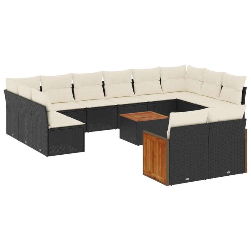 13 Piece Garden Sofa Set with Cushions Black Poly Rattan Payday Deals