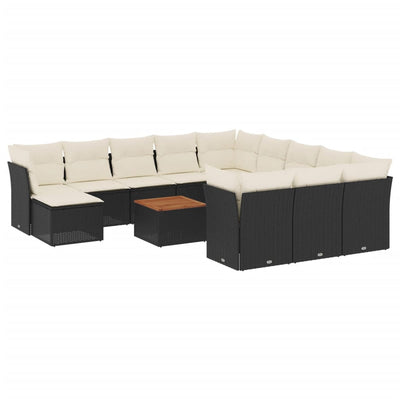 13 Piece Garden Sofa Set with Cushions Black Poly Rattan Payday Deals