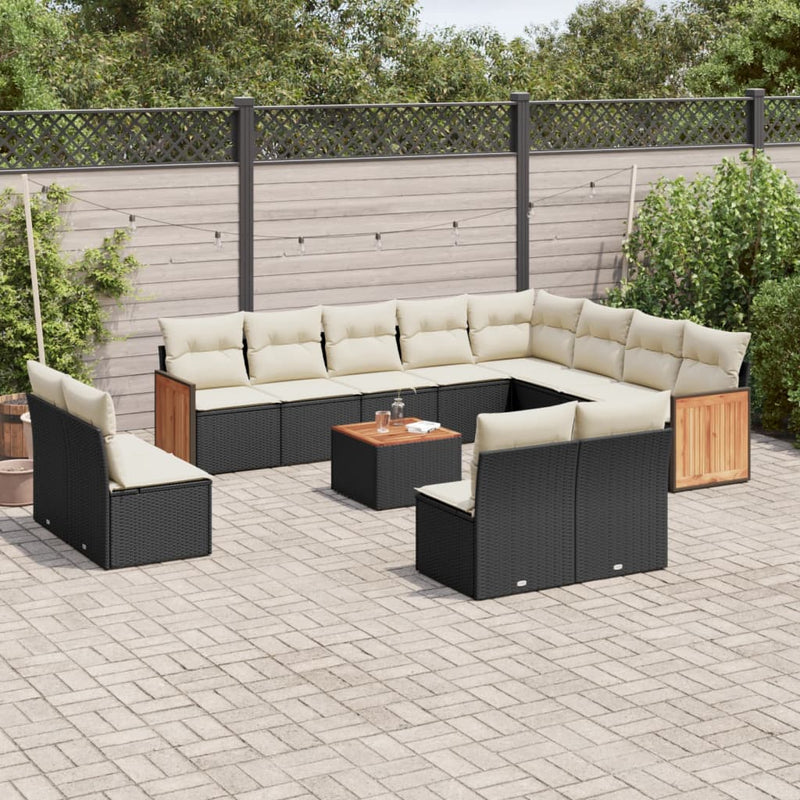 13 Piece Garden Sofa Set with Cushions Black Poly Rattan Payday Deals