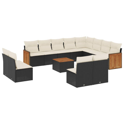 13 Piece Garden Sofa Set with Cushions Black Poly Rattan Payday Deals