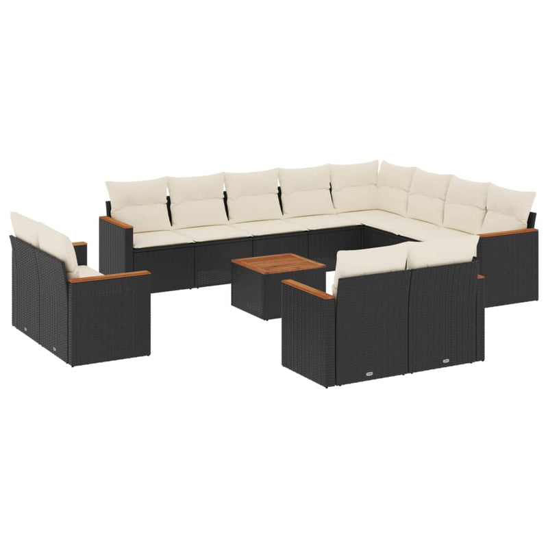 13 Piece Garden Sofa Set with Cushions Black Poly Rattan Payday Deals