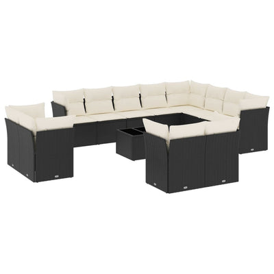 13 Piece Garden Sofa Set with Cushions Black Poly Rattan Payday Deals