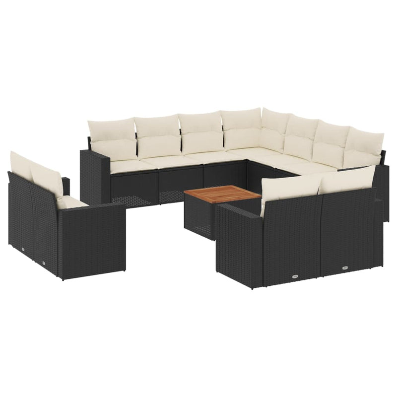 13 Piece Garden Sofa Set with Cushions Black Poly Rattan Payday Deals