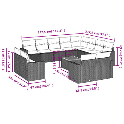13 Piece Garden Sofa Set with Cushions Black Poly Rattan Payday Deals