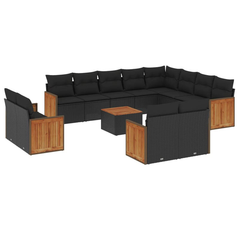 13 Piece Garden Sofa Set with Cushions Black Poly Rattan Payday Deals