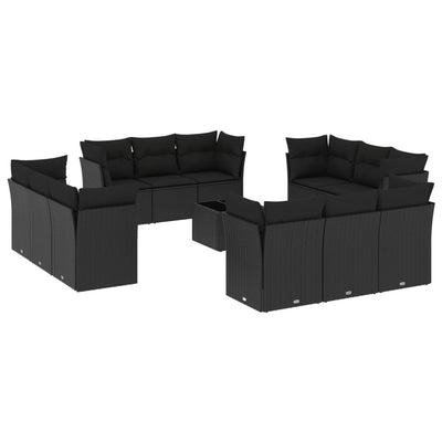 13 Piece Garden Sofa Set with Cushions Black Poly Rattan Payday Deals