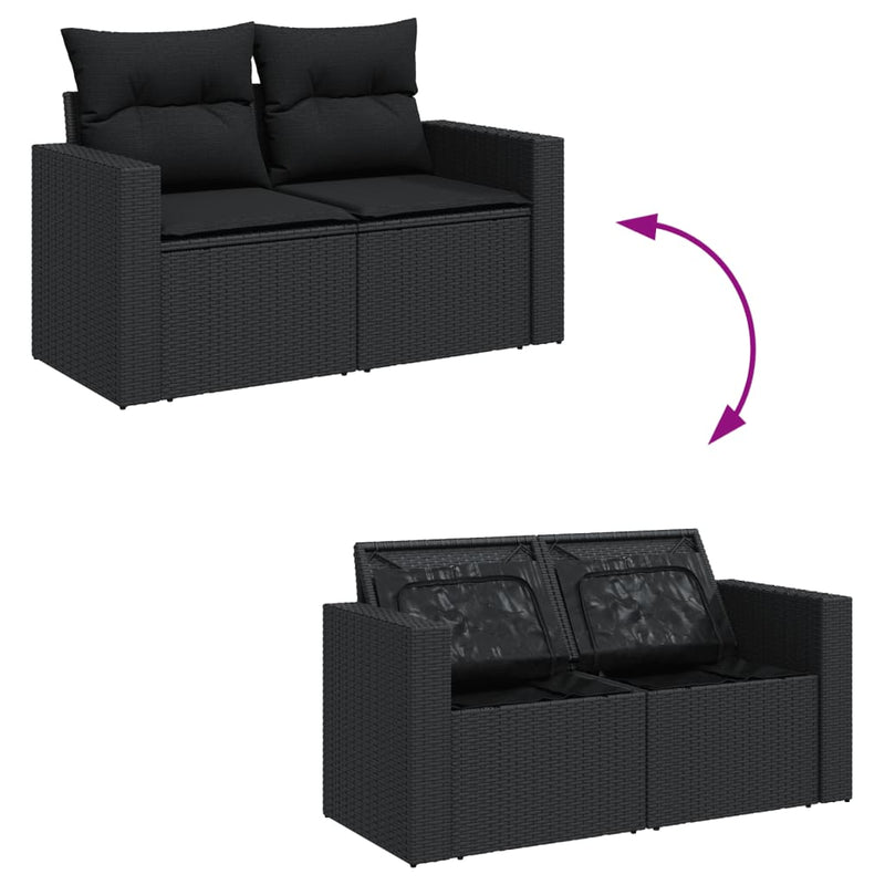 13 Piece Garden Sofa Set with Cushions Black Poly Rattan Payday Deals