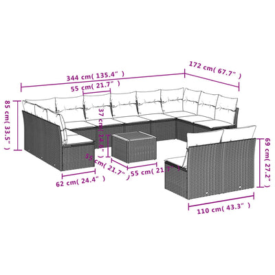 13 Piece Garden Sofa Set with Cushions Grey Poly Rattan Payday Deals