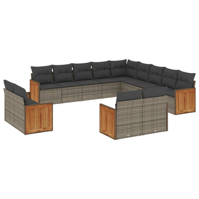 13 Piece Garden Sofa Set with Cushions Grey Poly Rattan Payday Deals