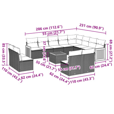 13 Piece Garden Sofa Set with Cushions Grey Poly Rattan Payday Deals