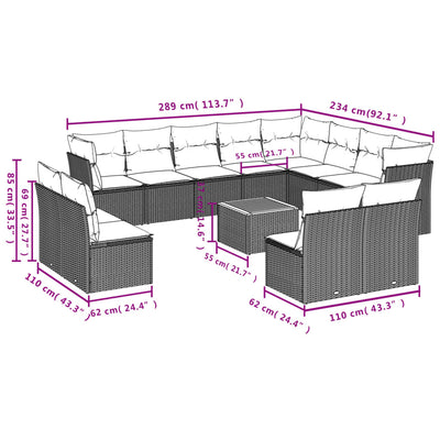 13 Piece Garden Sofa Set with Cushions Grey Poly Rattan Payday Deals