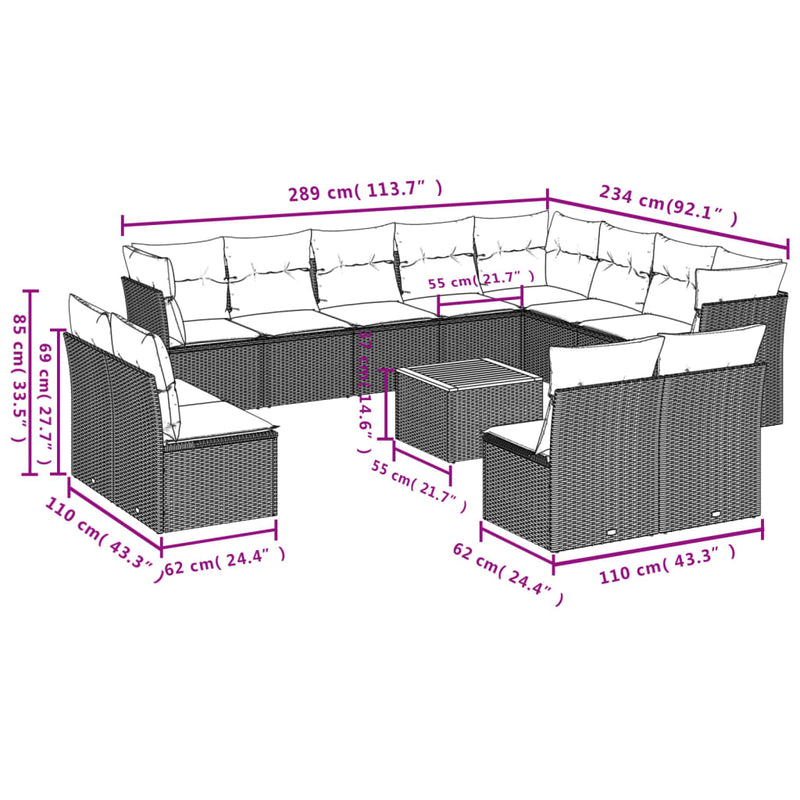 13 Piece Garden Sofa Set with Cushions Grey Poly Rattan Payday Deals