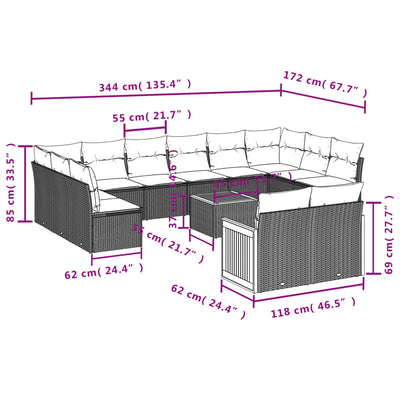 13 Piece Garden Sofa Set with Cushions Grey Poly Rattan Payday Deals