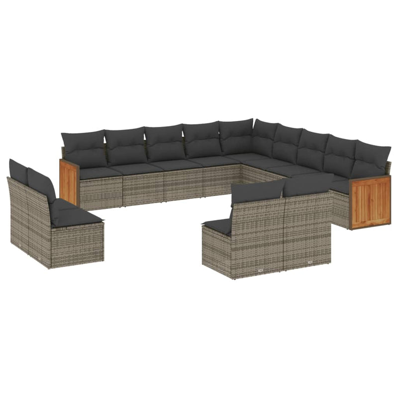 13 Piece Garden Sofa Set with Cushions Grey Poly Rattan Payday Deals