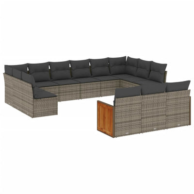 13 Piece Garden Sofa Set with Cushions Grey Poly Rattan Payday Deals