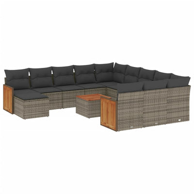 13 Piece Garden Sofa Set with Cushions Grey Poly Rattan Payday Deals