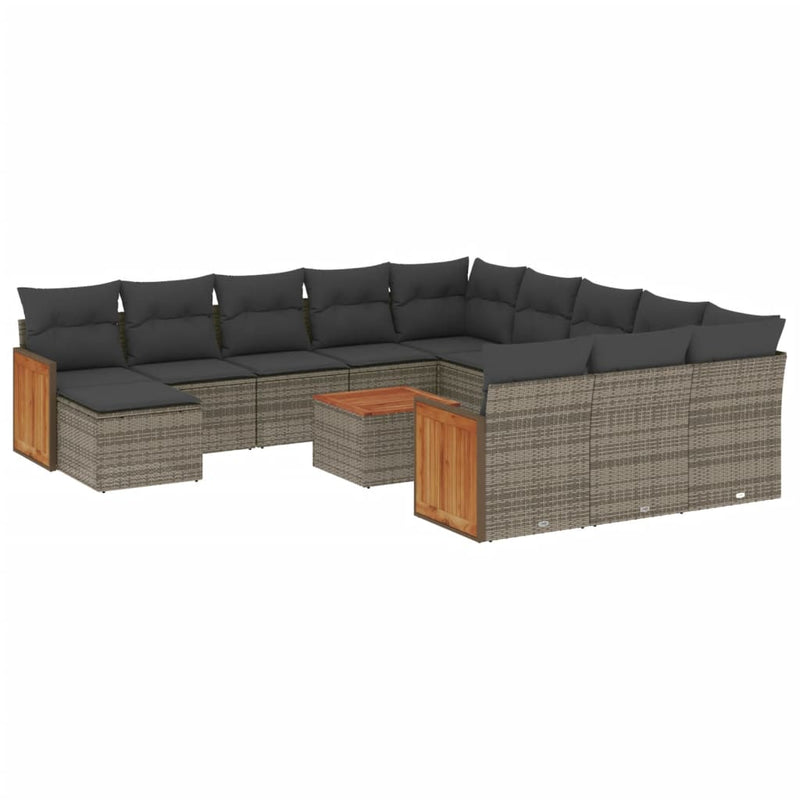 13 Piece Garden Sofa Set with Cushions Grey Poly Rattan Payday Deals