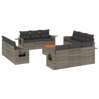 13 Piece Garden Sofa Set with Cushions Grey Poly Rattan Payday Deals