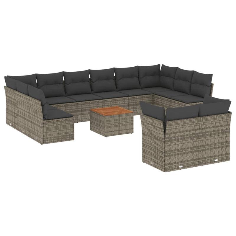 13 Piece Garden Sofa Set with Cushions Grey Poly Rattan Payday Deals