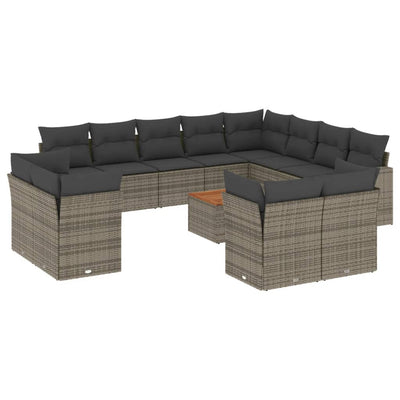 13 Piece Garden Sofa Set with Cushions Grey Poly Rattan Payday Deals