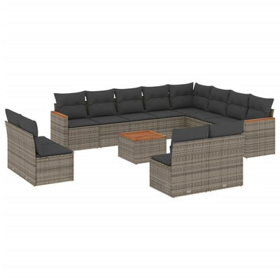 13 Piece Garden Sofa Set with Cushions Grey Poly Rattan Payday Deals