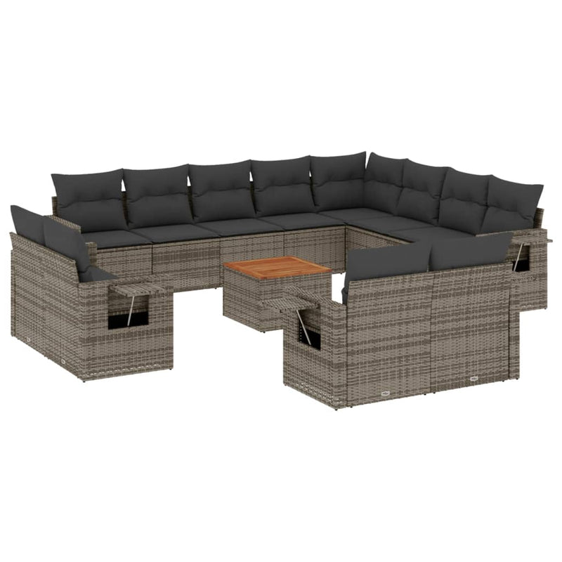 13 Piece Garden Sofa Set with Cushions Grey Poly Rattan Payday Deals