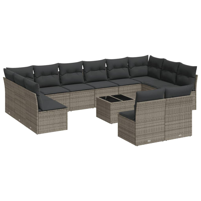 13 Piece Garden Sofa Set with Cushions Grey Poly Rattan Payday Deals