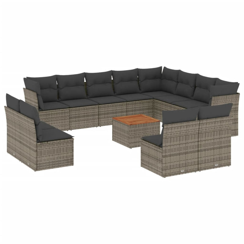 13 Piece Garden Sofa Set with Cushions Grey Poly Rattan Payday Deals