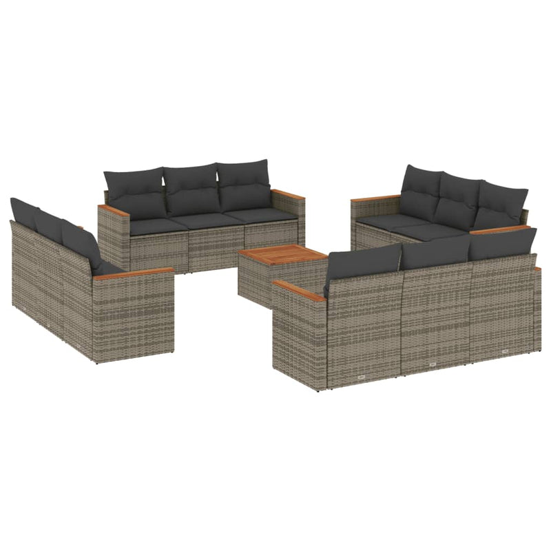 13 Piece Garden Sofa Set with Cushions Grey Poly Rattan Payday Deals