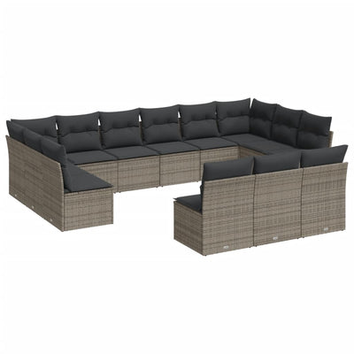 13 Piece Garden Sofa Set with Cushions Grey Poly Rattan Payday Deals