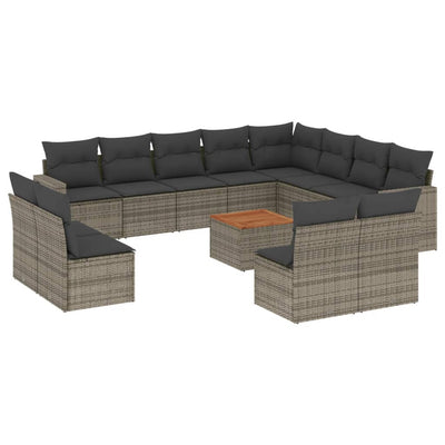 13 Piece Garden Sofa Set with Cushions Grey Poly Rattan Payday Deals