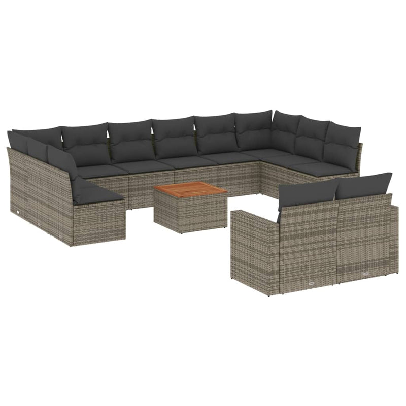 13 Piece Garden Sofa Set with Cushions Grey Poly Rattan Payday Deals