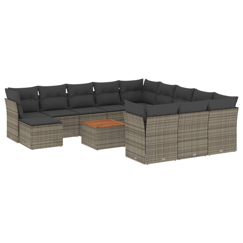 13 Piece Garden Sofa Set with Cushions Grey Poly Rattan Payday Deals