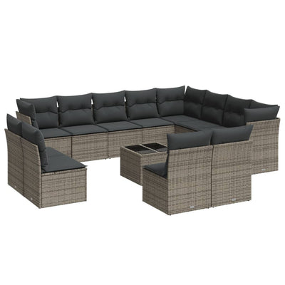 13 Piece Garden Sofa Set with Cushions Grey Poly Rattan Payday Deals