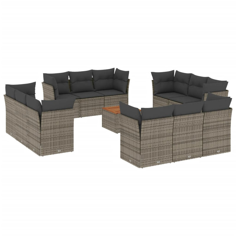 13 Piece Garden Sofa Set with Cushions Grey Poly Rattan Payday Deals