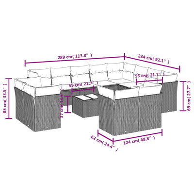 13 Piece Garden Sofa Set with Cushions Grey Poly Rattan Payday Deals