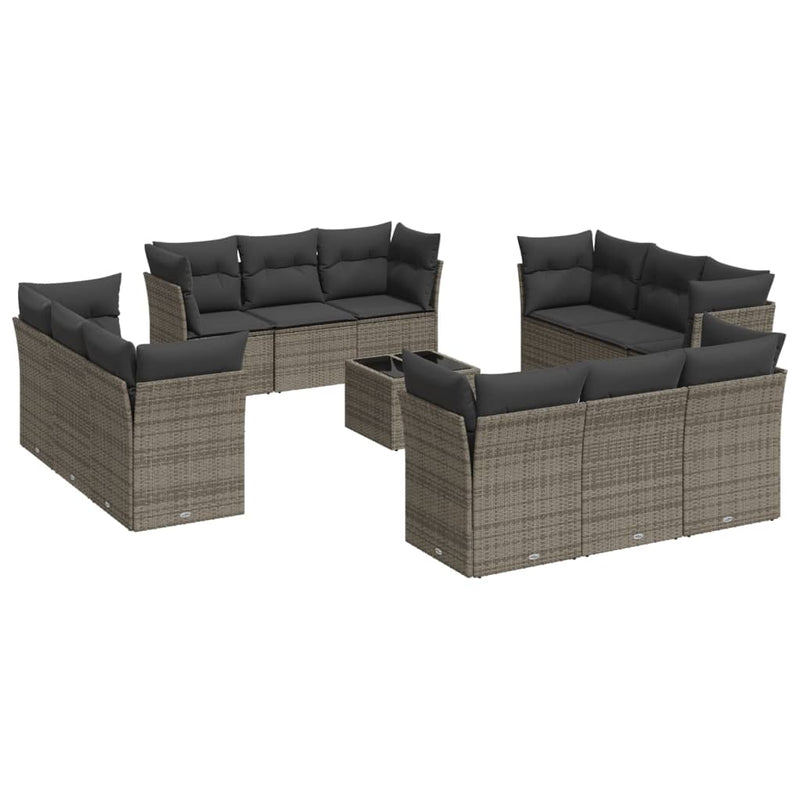 13 Piece Garden Sofa Set with Cushions Grey Poly Rattan Payday Deals