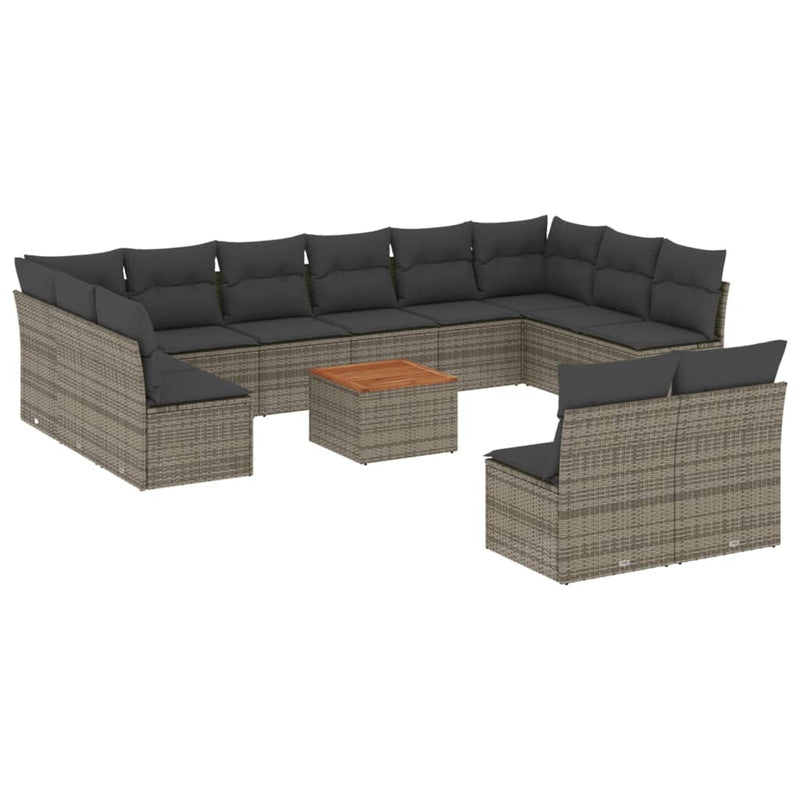 13 Piece Garden Sofa Set with Cushions Grey Poly Rattan Payday Deals