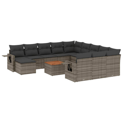 13 Piece Garden Sofa Set with Cushions Grey Poly Rattan Payday Deals