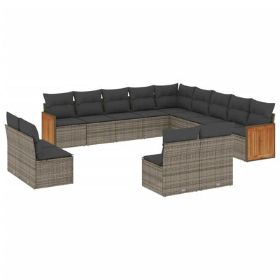 13 Piece Garden Sofa Set with Cushions Grey Poly Rattan Payday Deals