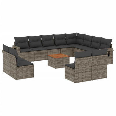 13 Piece Garden Sofa Set with Cushions Grey Poly Rattan Payday Deals