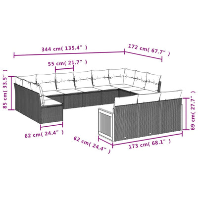 13 Piece Garden Sofa Set with Cushions Grey Poly Rattan Payday Deals