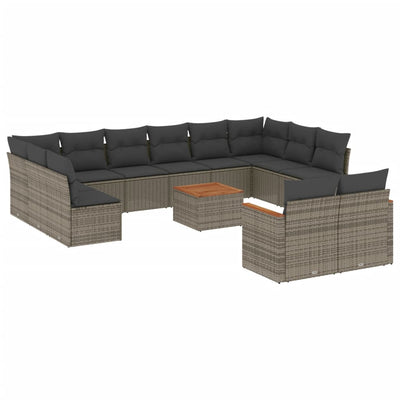 13 Piece Garden Sofa Set with Cushions Grey Poly Rattan Payday Deals